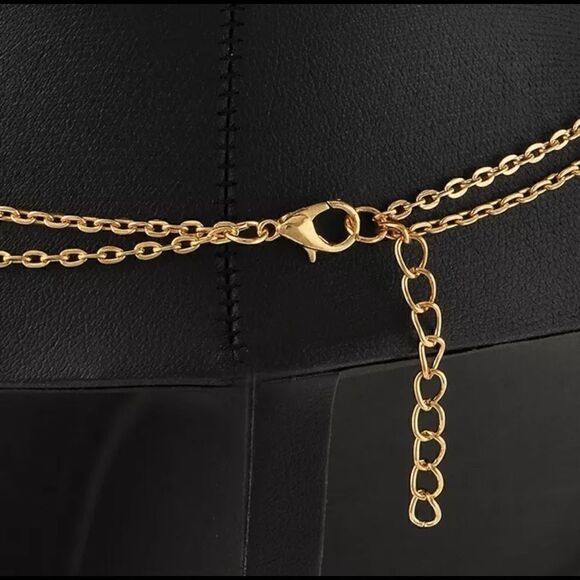 Gold Tone Double Vertical Bar Necklace - Picture 3 of 3